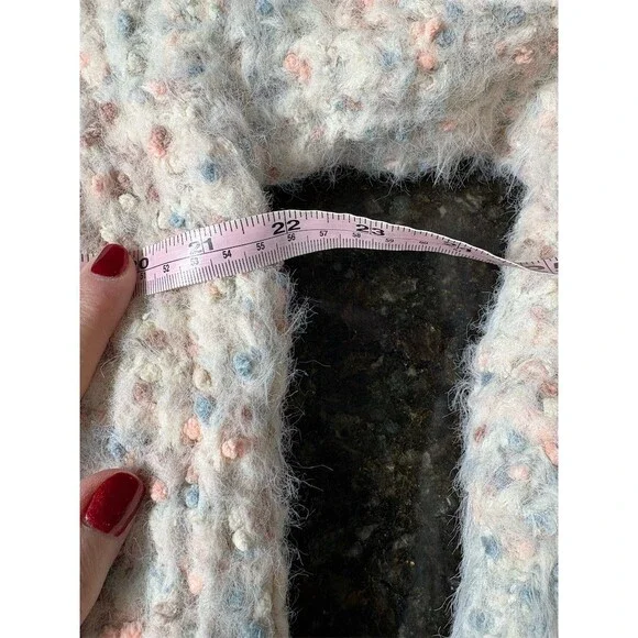 Lush Sweater Womens M Pink Ivory Pastel Speckled Crewneck Pullover Cozy - Picture 8 of 11